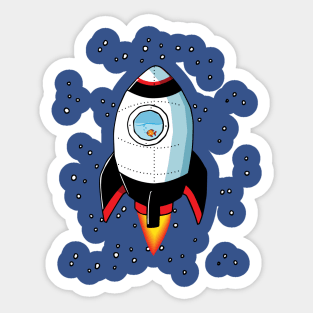 Goldfish in a Rocket Ship and Stars Sticker